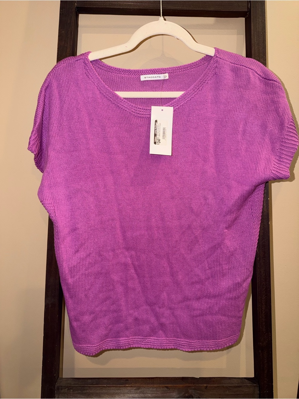 Staccato Short Sleeve Knit Top - Violet Purple